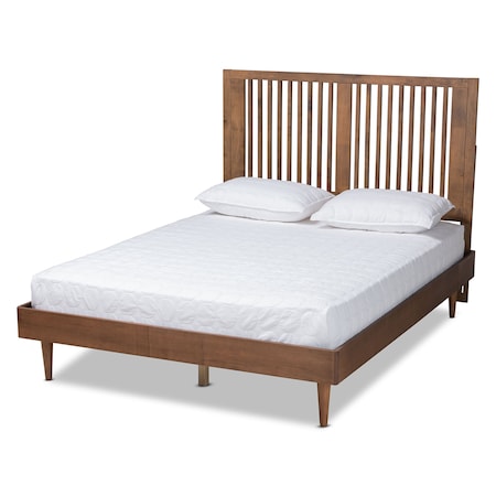 Baxton Studio Kioshi Mid-Century Modern Transitional Ash Walnut Finished Wood Full Size Platform Bed 180-11151-9812-Zoro